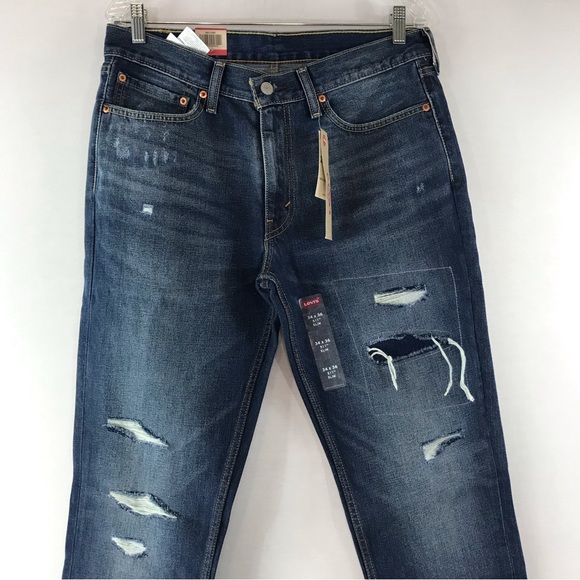 Levi's 511 Slim Medium Blue Distressed Denim Jeans Size 34/36 - Picture 3 of 10